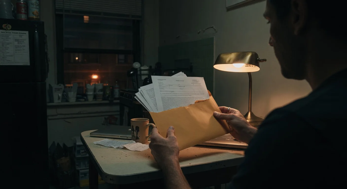Person at home opening legal papers from a creditor lawsuit